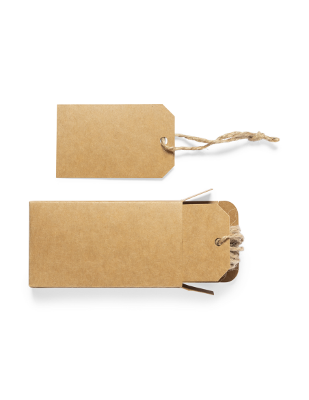 Set de 10 etiquetas de presentación de cartón reciclado Malta con cordón de yute PERSONALIZABLES