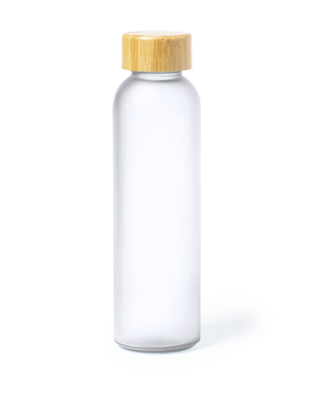 Botella de cristal esmerilado Bandung con tapa de bambú sin BPA colores 500ml PERSONALIZABLE