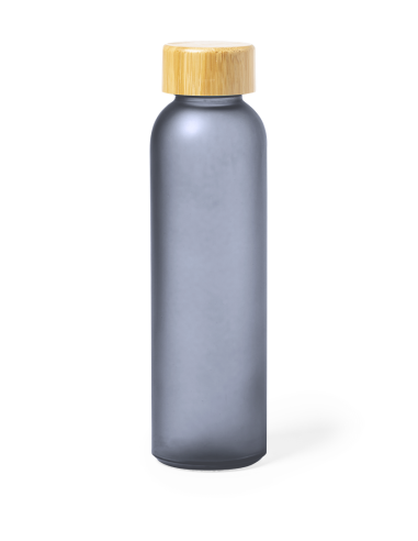 Botella de cristal esmerilado Bandung con tapa de bambú sin BPA colores 500ml PERSONALIZABLE