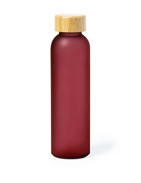 Botella de cristal esmerilado Bandung con tapa de bambú sin BPA colores 500ml PERSONALIZABLE