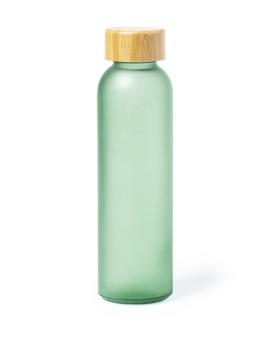 Botella de cristal esmerilado Bandung con tapa de bambú sin BPA colores 500ml PERSONALIZABLE
