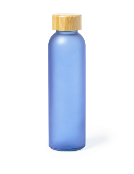 Botella de cristal esmerilado Bandung con tapa de bambú sin BPA colores 500ml PERSONALIZABLE