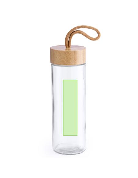 Botella de cristal Vadodara con tapa de bambú sin BPA 430ml PERSONALIZABLE
