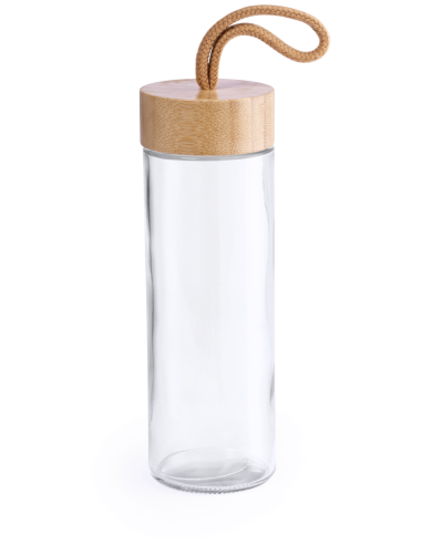 Botella de cristal Vadodara con tapa de bambú sin BPA 430ml PERSONALIZABLE