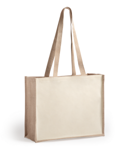 Bolsa Mildura de yute y algodón laminado con fuelle y asas largas colores PERSONALIZABLE 2