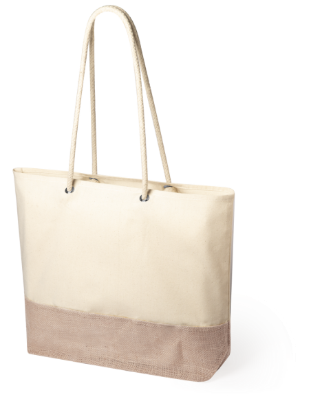 Bolsa Mainz de yute y algodón con asas largas natur PERSONALIZABLE