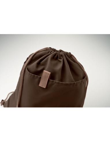 Bolsa de tela algodón reciclado Davao con cuerdas y bolsillo 220g/m2  PERSONALIZABLE