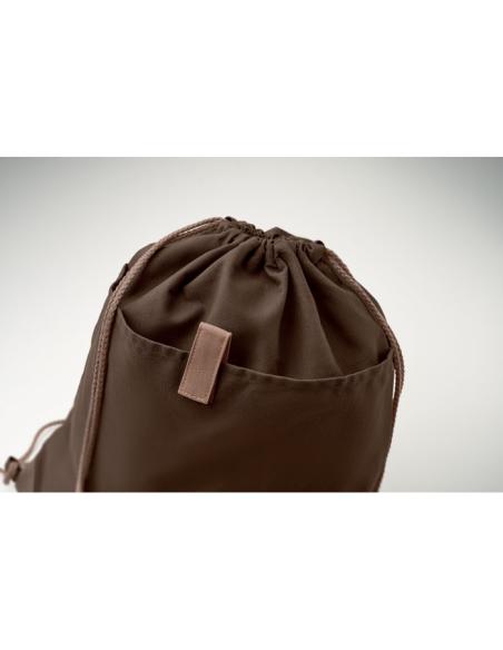 Bolsa de tela algodón reciclado Davao con cuerdas y bolsillo 220g/m2  PERSONALIZABLE