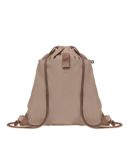 Bolsa de tela algodón reciclado Davao con cuerdas y bolsillo 220g/m2  PERSONALIZABLE