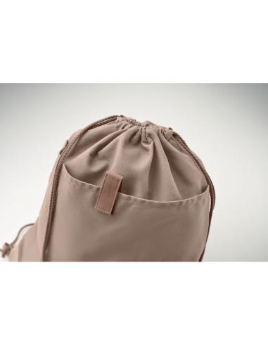 Bolsa de tela algodón reciclado Davao con cuerdas y bolsillo 220g/m2  PERSONALIZABLE