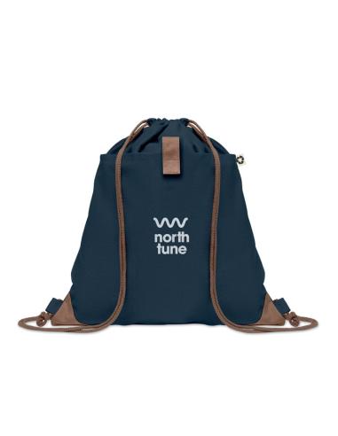 Bolsa de tela algodón reciclado Davao con cuerdas y bolsillo 220g/m2  PERSONALIZABLE