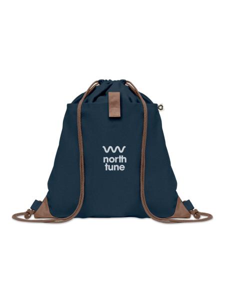 Bolsa de tela algodón reciclado Davao con cuerdas y bolsillo 220g/m2  PERSONALIZABLE