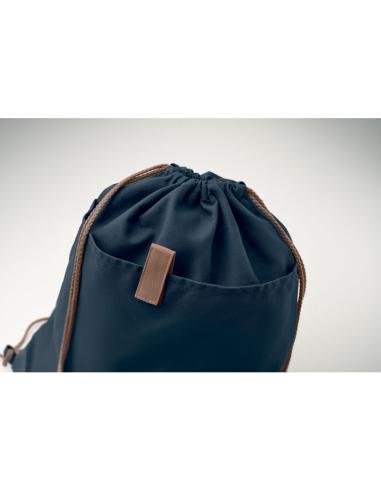 Bolsa de tela algodón reciclado Davao con cuerdas y bolsillo 220g/m2  PERSONALIZABLE