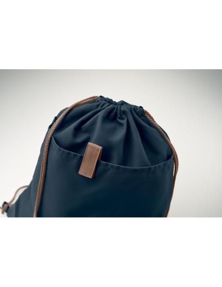 Bolsa de tela algodón reciclado Davao con cuerdas y bolsillo 220g/m2  PERSONALIZABLE