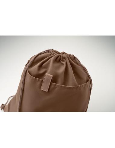 Bolsa de tela algodón reciclado Davao con cuerdas y bolsillo 220g/m2  PERSONALIZABLE