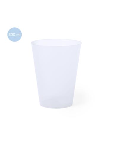 Vaso de PP Indore reutilizable con acabado translúcido flexible 500ml PERSONALIZABLE