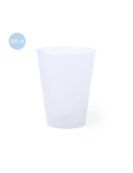 Vaso de PP Indore reutilizable con acabado translúcido flexible 500ml PERSONALIZABLE