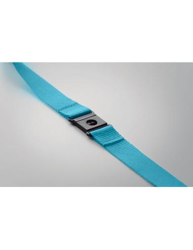 Lanyard de RPET Surabaya con mosquetón metálico y cierre de seguridad PERSONALIZABLE