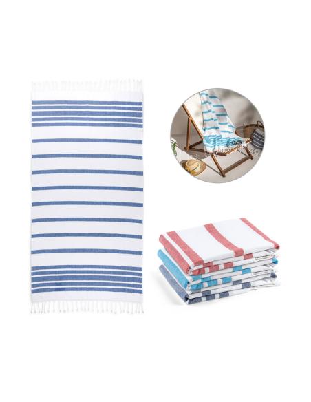Toalla pareo de playa de algodón y poliéster reciclados Sardenha 180 g/m2 PERSONALIZABLE