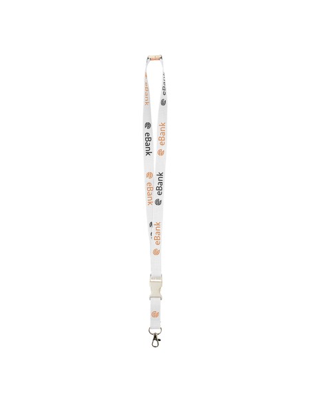 Lanyard de PLA Nueremberg con mosquetón metálico y hebilla clic-clac PERSONALIZABLE