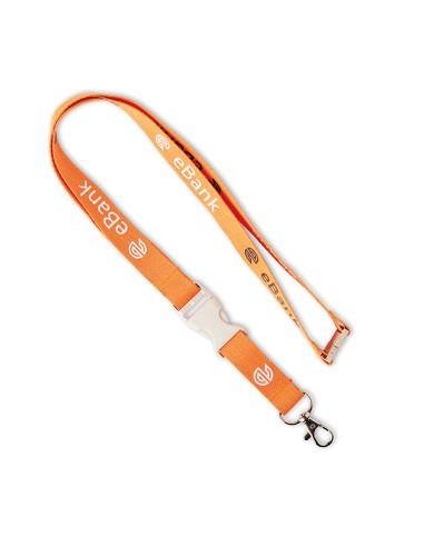 Lanyard de PLA Nueremberg con mosquetón metálico y hebilla clic-clac PERSONALIZABLE