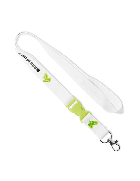Lanyard de PLA Nueremberg con mosquetón metálico y hebilla clic-clac PERSONALIZABLE