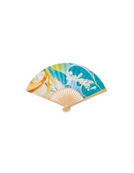 Abanico Rubí de varillas de bambú y papel imprimible a todo color PERSONALIZABLE