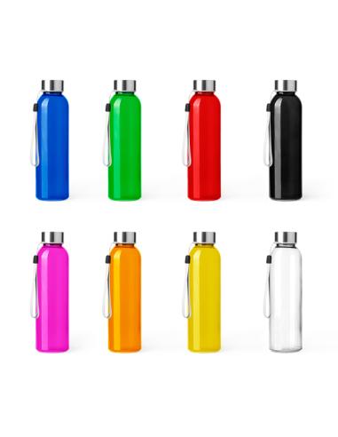 Botella de cristal Vallehermoso con tapa de acero inoxidable sin BPA colores 500ml PERSONALIZABLE