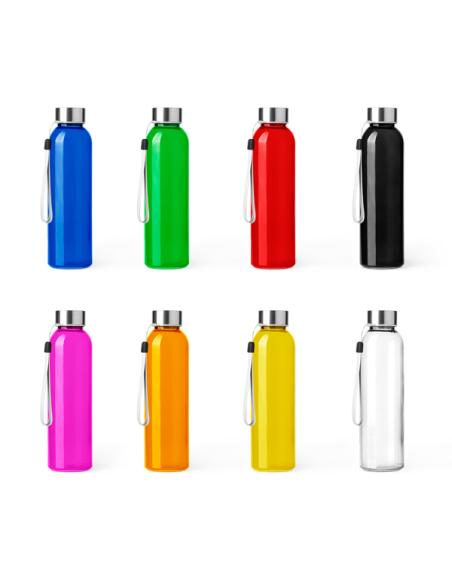Botella de cristal Vallehermoso con tapa de acero inoxidable sin BPA colores 500ml PERSONALIZABLE