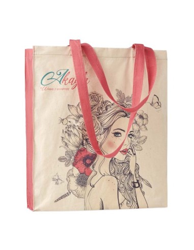 Bolsa de algodón Porto Novo asas largas y fuelle impresión en toda la superficie PERSONALIZABLE