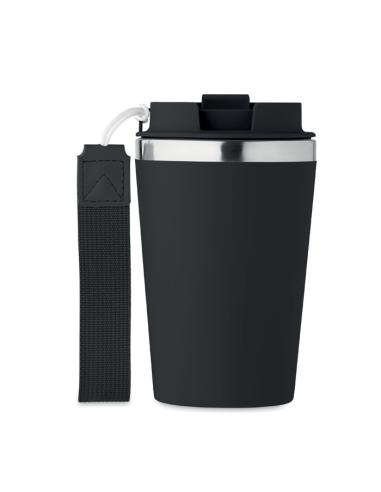 Vaso térmico de acero inoxidable reciclado y PP Podgorica con correa RPET 350ml PERSONALIZABLE