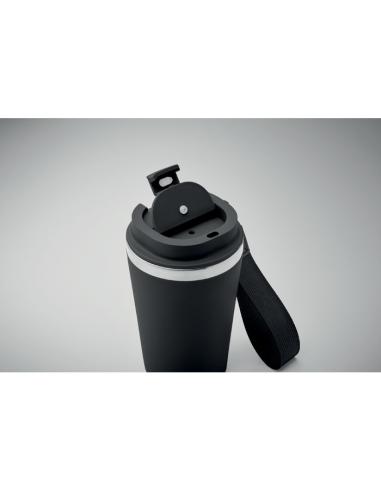 Vaso térmico de acero inoxidable reciclado y PP Podgorica con correa RPET 350ml PERSONALIZABLE