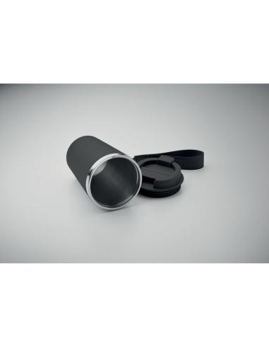 Vaso térmico de acero inoxidable reciclado y PP Podgorica con correa RPET 350ml PERSONALIZABLE