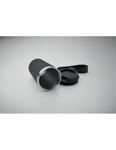 Vaso térmico de acero inoxidable reciclado y PP Podgorica con correa RPET 350ml PERSONALIZABLE