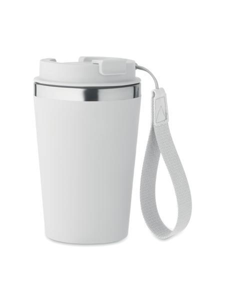 Vaso térmico de acero inoxidable reciclado y PP Podgorica con correa RPET 350ml PERSONALIZABLE