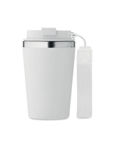 Vaso térmico de acero inoxidable reciclado y PP Podgorica con correa RPET 350ml PERSONALIZABLE
