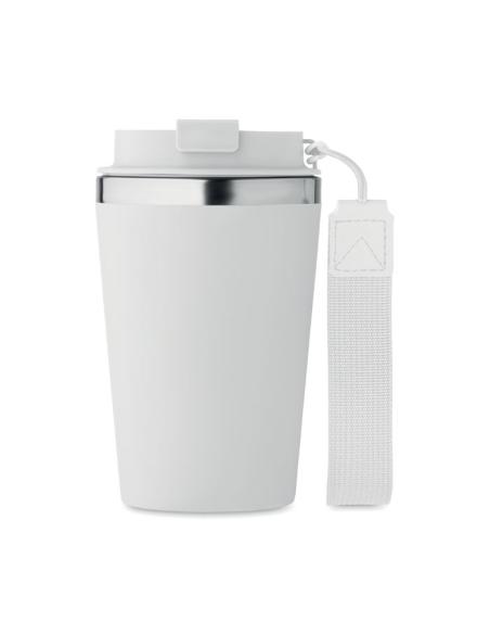 Vaso térmico de acero inoxidable reciclado y PP Podgorica con correa RPET 350ml PERSONALIZABLE