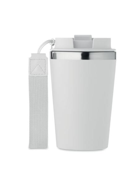 Vaso térmico de acero inoxidable reciclado y PP Podgorica con correa RPET 350ml PERSONALIZABLE