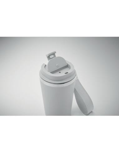 Vaso térmico de acero inoxidable reciclado y PP Podgorica con correa RPET 350ml PERSONALIZABLE