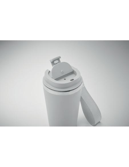 Vaso térmico de acero inoxidable reciclado y PP Podgorica con correa RPET 350ml PERSONALIZABLE
