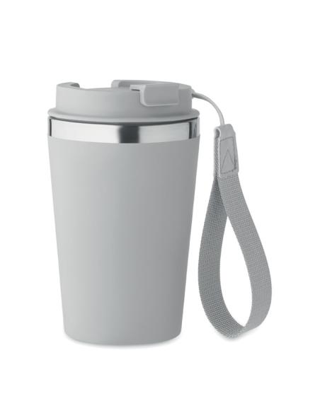 Vaso térmico de acero inoxidable reciclado y PP Podgorica con correa RPET 350ml PERSONALIZABLE