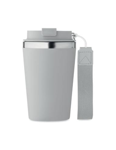 Vaso térmico de acero inoxidable reciclado y PP Podgorica con correa RPET 350ml PERSONALIZABLE
