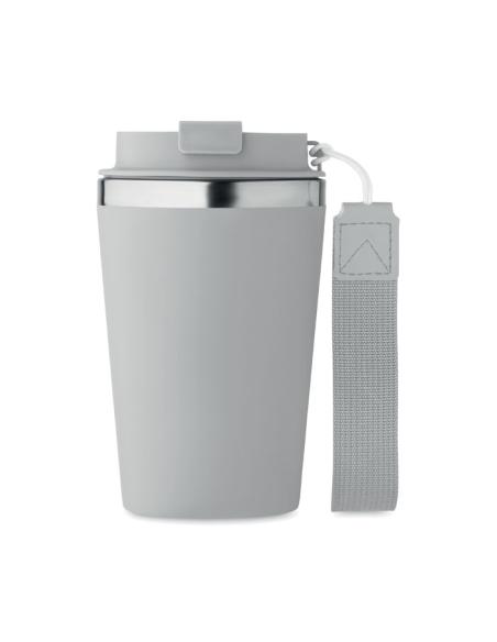 Vaso térmico de acero inoxidable reciclado y PP Podgorica con correa RPET 350ml PERSONALIZABLE