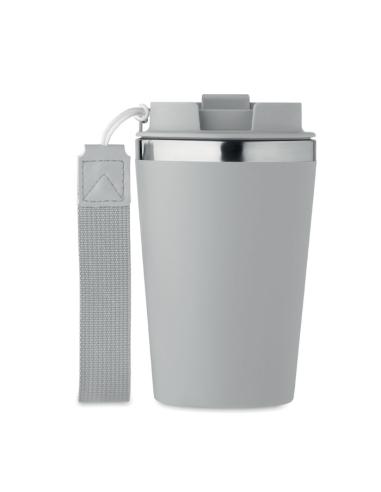 Vaso térmico de acero inoxidable reciclado y PP Podgorica con correa RPET 350ml PERSONALIZABLE