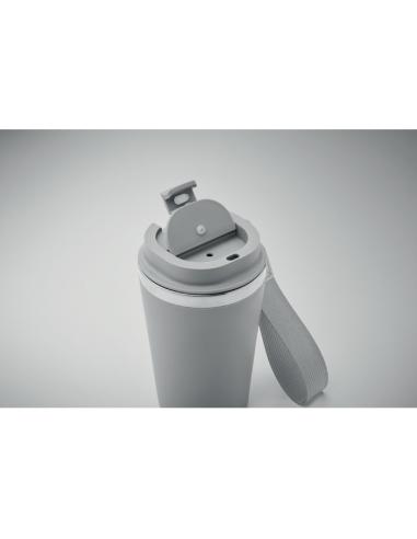 Vaso térmico de acero inoxidable reciclado y PP Podgorica con correa RPET 350ml PERSONALIZABLE