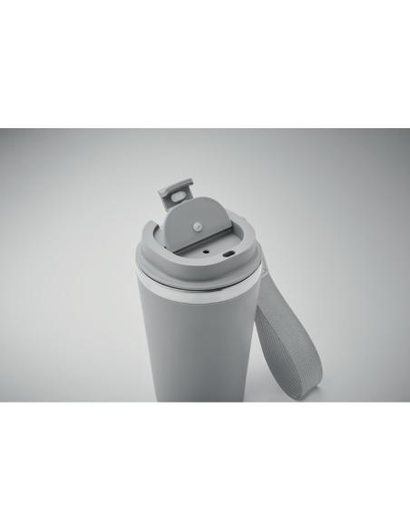 Vaso térmico de acero inoxidable reciclado y PP Podgorica con correa RPET 350ml PERSONALIZABLE