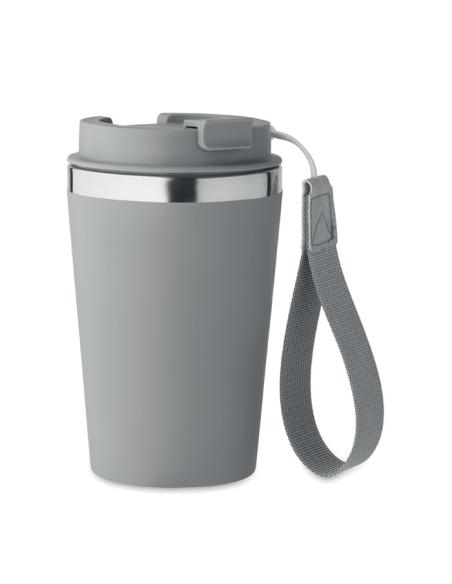 Vaso térmico de acero inoxidable reciclado y PP Podgorica con correa RPET 350ml PERSONALIZABLE