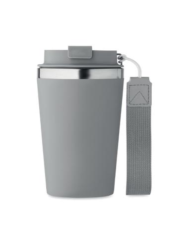 Vaso térmico de acero inoxidable reciclado y PP Podgorica con correa RPET 350ml PERSONALIZABLE