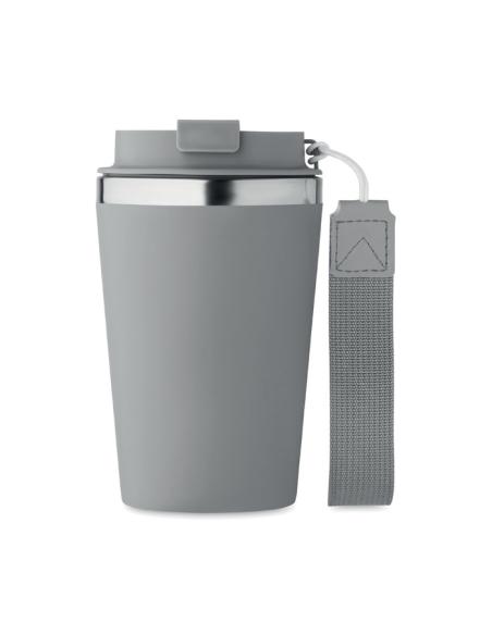 Vaso térmico de acero inoxidable reciclado y PP Podgorica con correa RPET 350ml PERSONALIZABLE