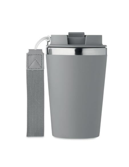 Vaso térmico de acero inoxidable reciclado y PP Podgorica con correa RPET 350ml PERSONALIZABLE